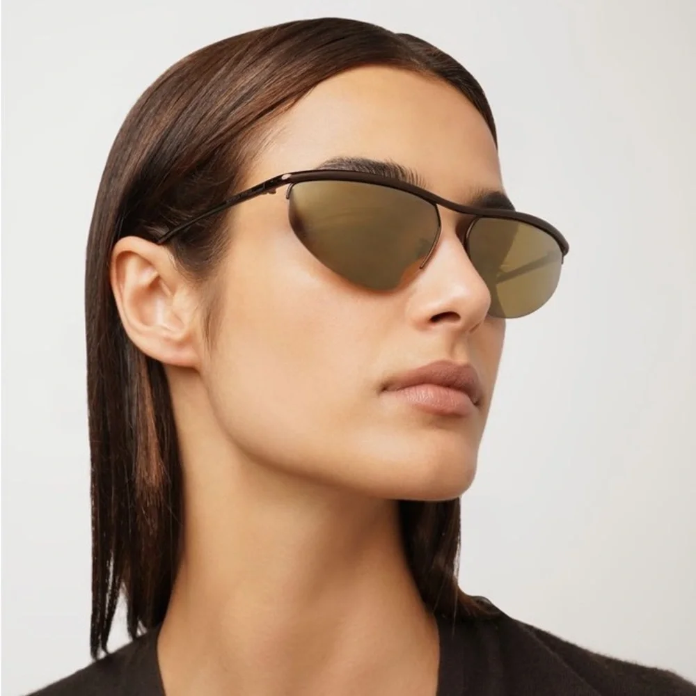 Bottega Veneta Oval Metal Pathos Cat Eye Mirrored Sunglasses BV1091S